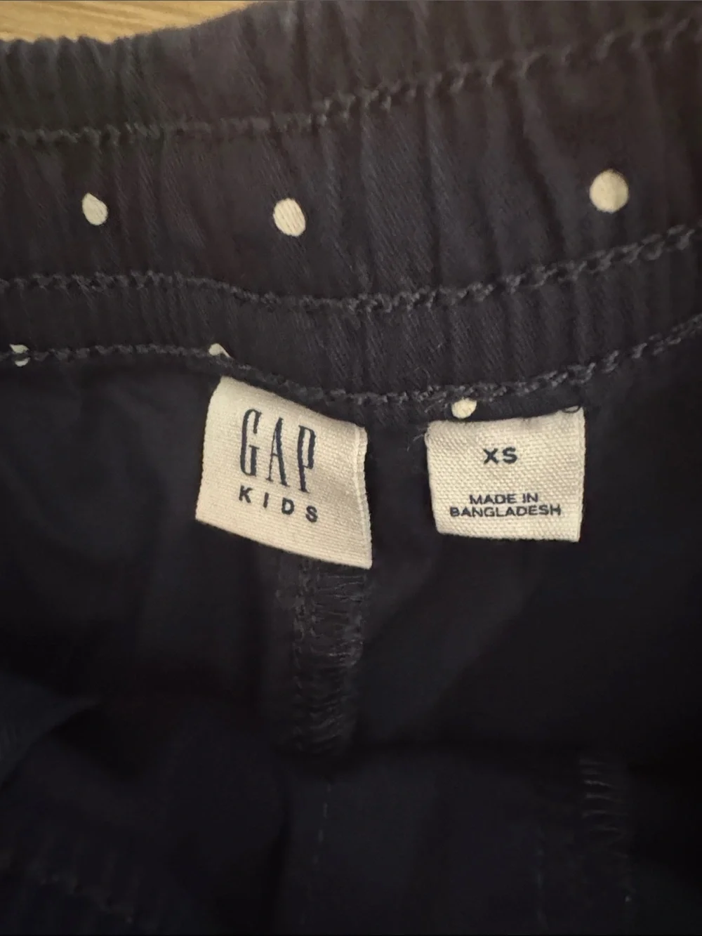 Navy Polka Dot Girl’s Elastic Waist Twill Shorts